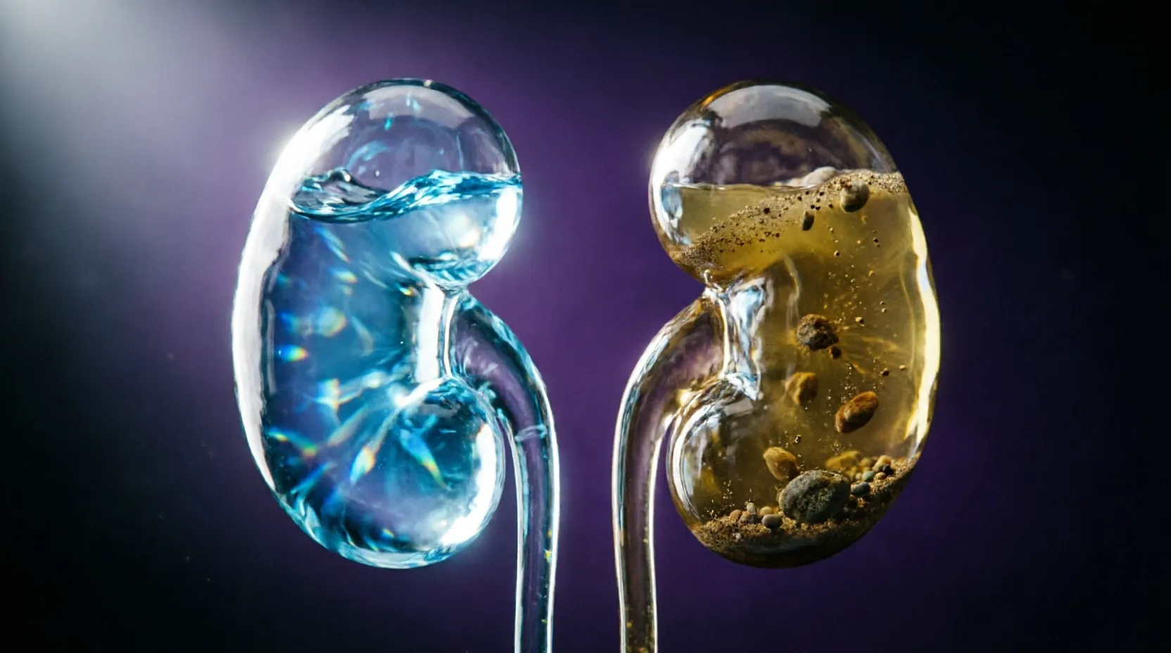 Контраст между здоровой и больной почками